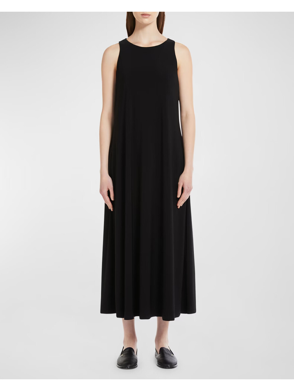 NWD, MM Max Mara Sleeveless Scoop-Neck Jersey Midi Dress in Black Sz L #MD2669